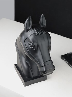 现代轻奢样板间酒店民宿马首摆件售楼处玄关软装饰艺术雕塑摆设
