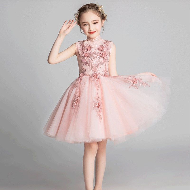 女童粉色网纱公主裙小花童婚纱裙儿童小主持人女孩洋气晚礼服夏季,淘宝优惠券,粉丝福利购,淘宝优惠卷