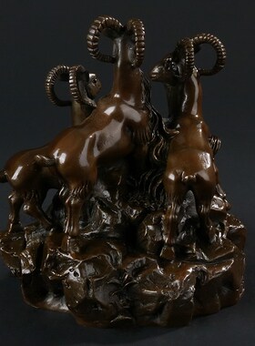 大仕缘 工艺品家居铜羊摆件生日开业礼品 生肖报恩三羊开泰