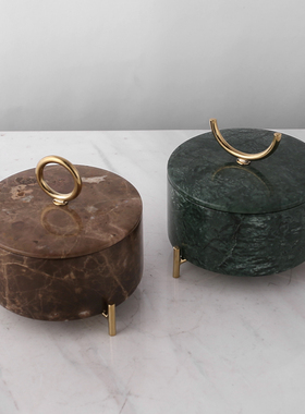 现代北欧大理石茶叶储物罐摆件创意客厅电视柜酒柜家居装饰工艺品