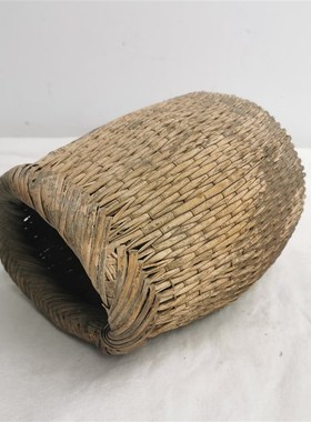 民俗老物件老米斗柳编升米斗老斗笙老鱼篓怀旧收藏摆件影视道具