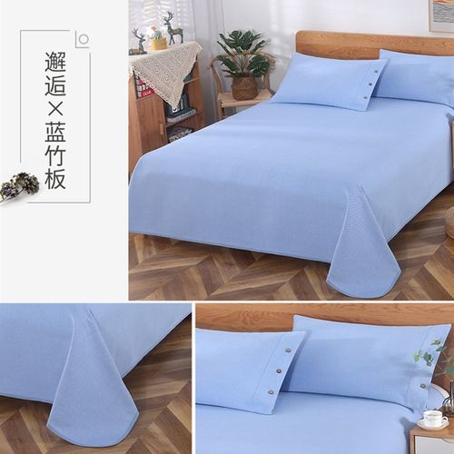 山东老粗布床单凉席三件套纯棉加厚加密亚麻布帆布夏季空调席学生 - 图0