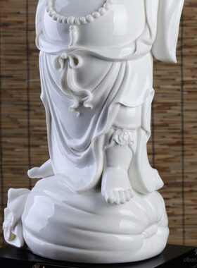 招财弥勒德化白瓷陶瓷弥勒佛金玉满堂元宝大号装饰居家办公摆件