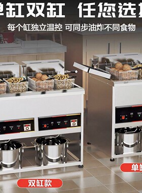 劲泓立式炸锅商用油炸锅电热炸炉大容量自动控温双缸炸串机炸鸡锅
