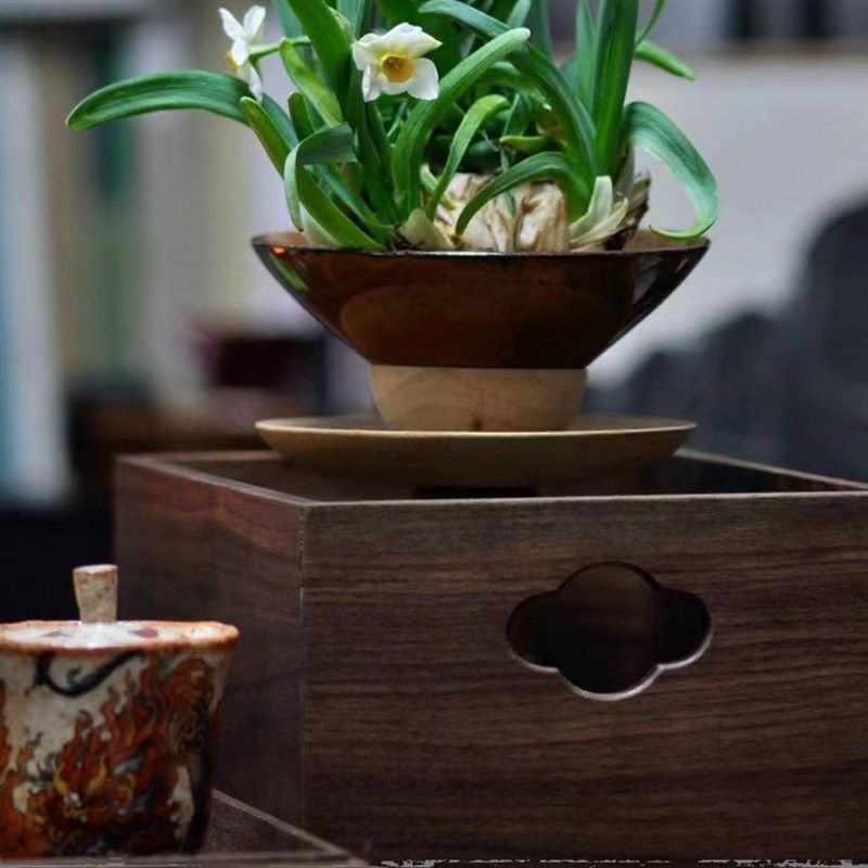 北美黑胡桃木实木茶几收纳盒首饰储物盒茶具杯子S置物盒收纳展示 - 图0