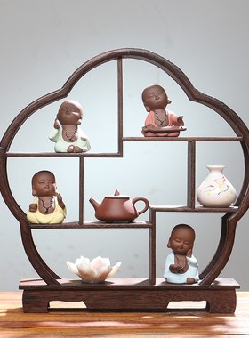 家居客厅小和尚工艺礼品摆饰u中式桌面禅意酒柜装饰品办公室玄关