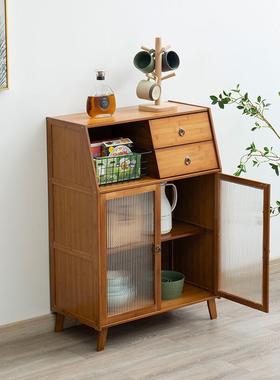 实木茶水柜北欧厨房餐边柜储物柜多功能落地多层家用客厅简约轻奢
