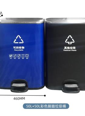 大容量不锈钢垃圾桶带盖二三四分类脚踏式垃圾桶商用垃圾箱