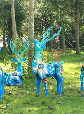 力必特玻璃钢梅花鹿动物景观广场雕塑园林绿地小区草坪鹿群装饰