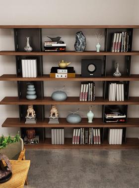 美式铁艺实木置物架办公室满墙多层书架落地客厅复古收纳展示架