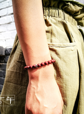 言午木创 小叶紫檀简约手链925银手饰 个性复古极简搭配 文艺男女