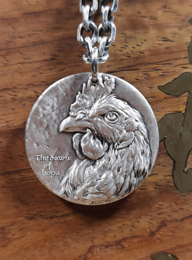 生肖纯银吊坠新款项链纯铜纪念个性刻字国潮鸡年999银饰