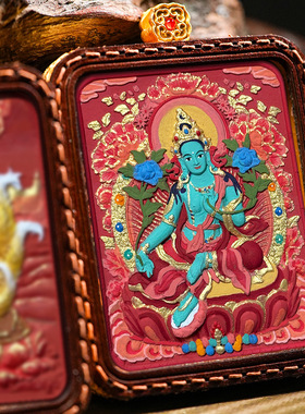 擦擦唐卡手绘文殊药师挂件吊坠项