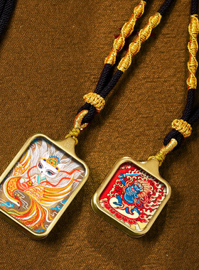 新非遗钛钢嘎乌盒随身挂件唐卡吊