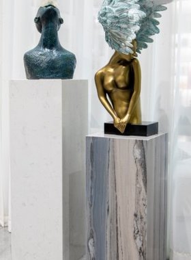 可定制现代轻奢大理石底座摆台酒店会所售楼处玄关走廊装饰品台座