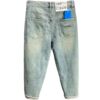 Trendy brand high-end quality light blue men's jeans loose breathable straight American high street casual nine-point pants