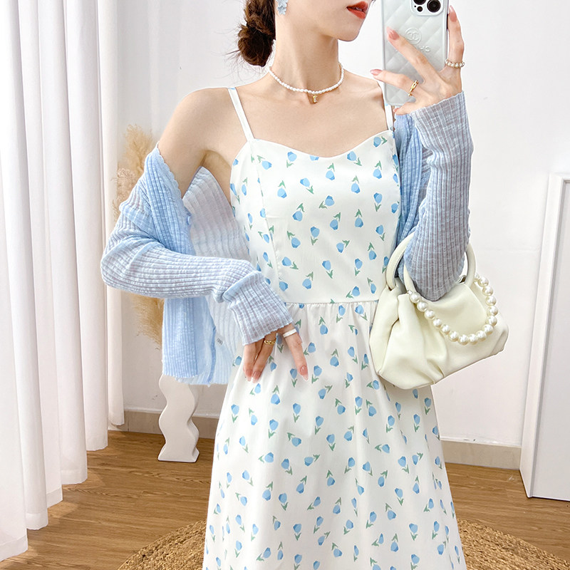 哺乳连衣裙夏季外出新款中长款碎花收腰百搭显瘦产后喂奶吊带裙潮,淘宝优惠券,粉丝福利购,淘宝优惠卷
