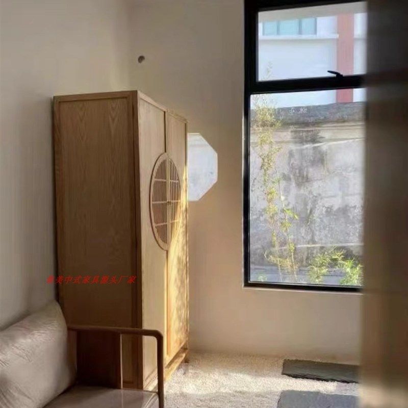新中式全实木家用卧室1米两门大容量收纳柜小户型榆木民宿衣柜,淘宝优惠券,粉丝福利购,淘宝优惠卷
