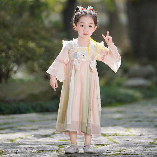 女童汉服夏款2023年新小女孩中国风古风连衣裙唐装襦裙儿童公主裙 - 图1