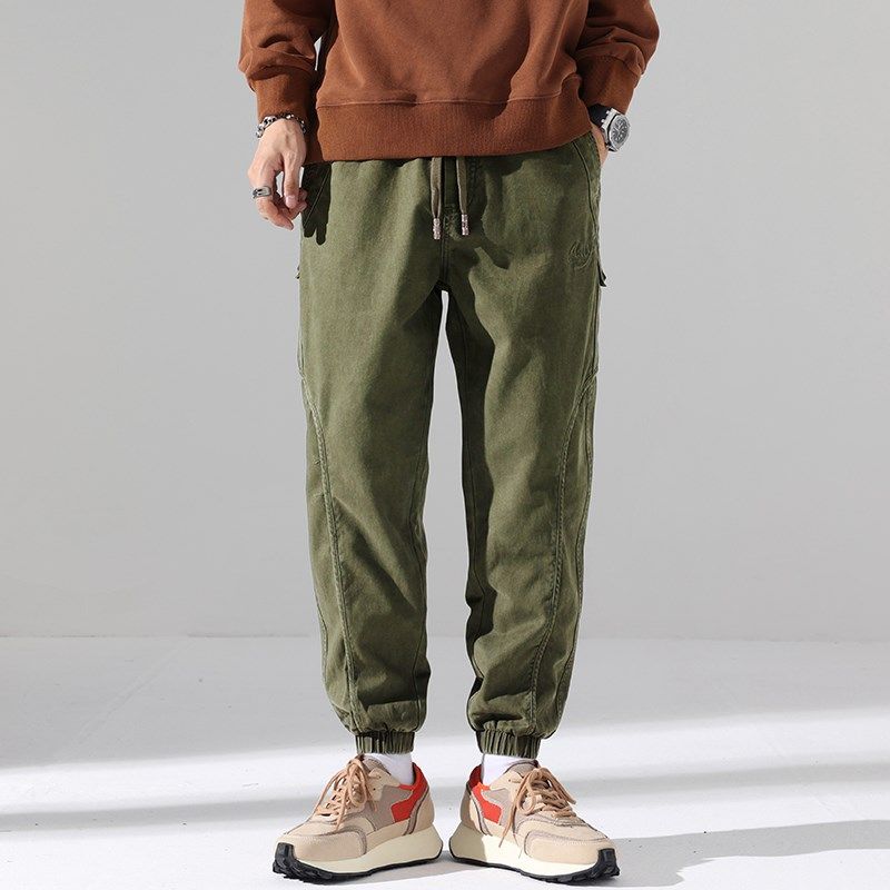 秋冬美式复古工装裤男宽松复古潮流束脚裤情侣松紧细带裤子休闲裤,淘宝优惠券,粉丝福利购,淘宝优惠卷