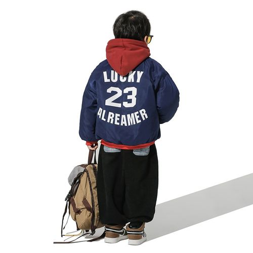 男童撞色棒球服棉服2024冬季新款儿童美式复古加厚夹克外套洋气潮 - 图2