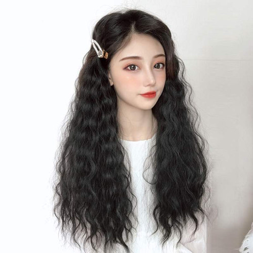 真发发片假发女长发60一片式无痕水波纹长卷发贴片隐形接发自己接 - 图0