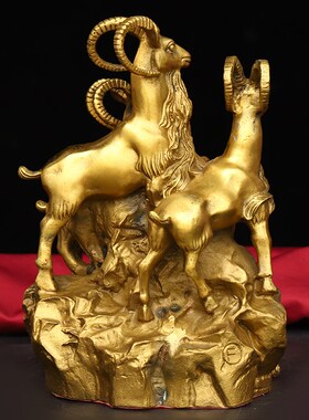 纯铜三羊开泰摆件黄铜聚宝盆羊摆件铜生肖羊客厅办公室装饰礼品