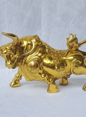 全铜大黄牛运势如意牛福字牛金钱牛旺财牛工艺品礼品家居中式摆件