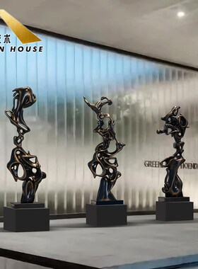 酒店大型抽象艺术摆件太湖石透明树脂雕塑落地会所玄关装置工艺品