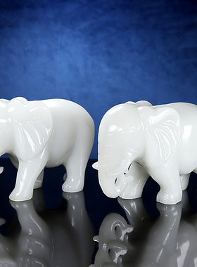 天然阿富汗白玉大象玉石吸水大象办公室玉石家居摆件风水装饰品
