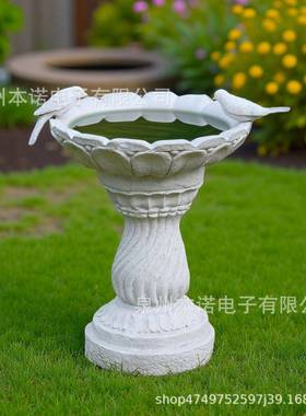 厂家跨境树脂鸟澡盆摆件花园庭院家居装饰品大号鸟类喂食器摆件