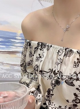 999纯银镂空爱心项炼女轻奢小众设计高级感锁骨炼送女友七夕礼物