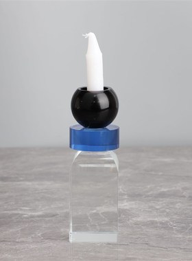 欧式创意水晶烛台样板房售楼部家居客厅简约软装饰品摆件