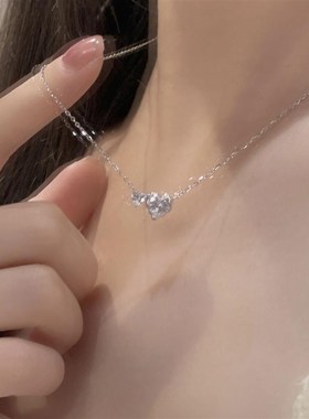 心心相依项链轻奢小众925银女纯银 爱心女款2024新款爆款生日礼物