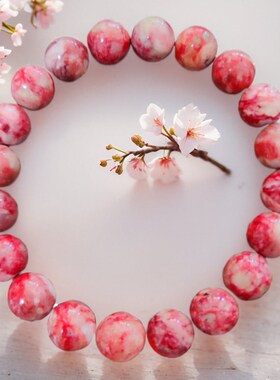 天然原矿朱砂鸡血石手串原石打磨玉化料雪里红鸡血石男女手串