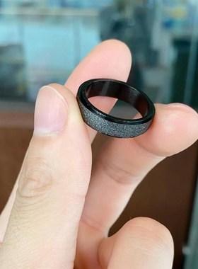 可旋转动戒指大码大号女装饰磨砂哑光胖妹妹mm200斤食指中指6毫米