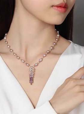 天然麦穗珍珠项链女款小众设计感高级首饰轻奢气质锁骨链节日礼物