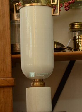 印度进口复古做旧装饰花瓶新中式大理石轻奢金属高端特色摆件