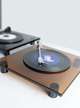 现代轻奢几何复古留声机黑胶唱片水晶创意摆N件模型桌面书房样板