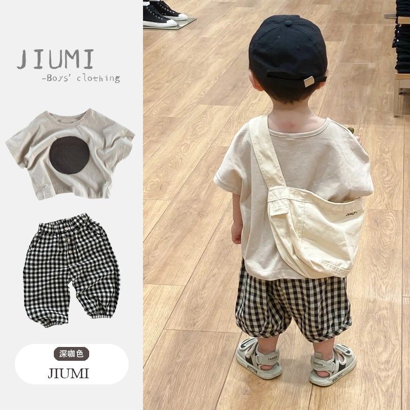 男童夏季套装男宝宝帅气宽松半袖t恤2儿童阔腿七分裤男孩夏装童装,淘宝优惠券,粉丝福利购,淘宝优惠卷
