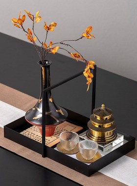 新中式天坛香炉花瓶托盘摆件软装茶几禅意茶室样板间别墅饰品摆件