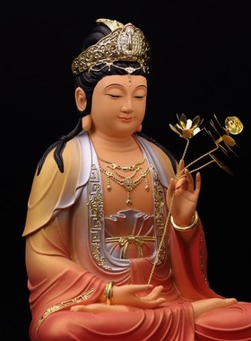 大势至菩萨佛像娑婆三圣树脂像家用供奉本命佛12 16寸客厅摆件