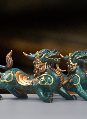 全铜貔貅摆件一对黄铜貔恘皮丘客厅办公室桌店铺开业开张工艺礼品