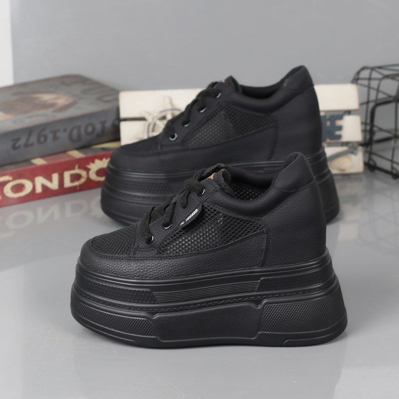 超高跟12cm小白鞋女小个子厚底内增高10-12cm松糕鞋百搭休闲网鞋,淘宝优惠券,粉丝福利购,淘宝优惠卷