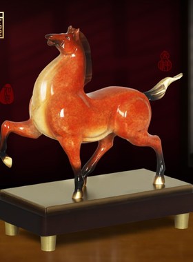 马到成功黄铜马摆件新中式高档客厅办公室领导装饰品公司开业礼物