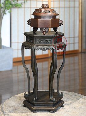 陈巧生 巧生炉 纯铜 缠枝纹 六角香几 摆件 花架