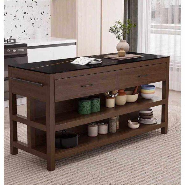 北欧厨房中岛台单独移动料理台开放式实木复古橱柜碗柜大理石餐边,淘宝优惠券,粉丝福利购,淘宝优惠卷