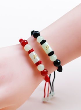 十二星座情侣手链一对小清新文艺范夜光桶珠N红手绳男女学生简约