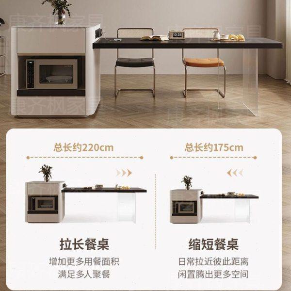 新款岩板岛台餐桌一体可伸缩家用小户型悬浮中岛台微波炉烤箱吧台,淘宝优惠券,粉丝福利购,淘宝优惠卷