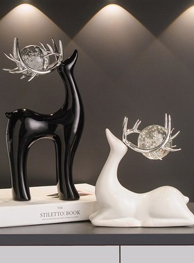 轻奢高档福e鹿红酒架酒柜现代客厅装饰摆件玄关餐边柜乔迁新居礼